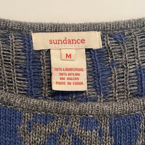 Sundance Lambswool Sweater Dress Womens Medium Gray & Blue Damask Boho - Picture 8 of 11